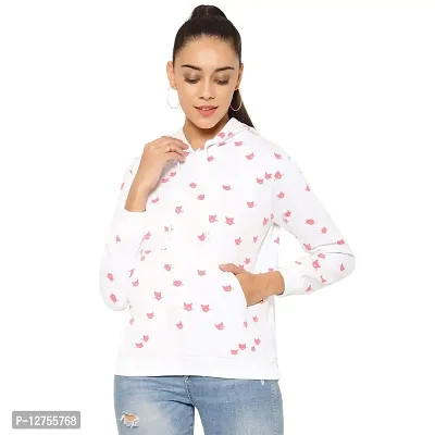 Popster Women's Cotton Hooded Neck Sweatshirt(POP0118379-L_Off White_L)-thumb0