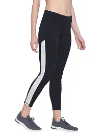 Popster Navy Blue Color Block 4 Way Lycra Skinny Womens Yoga Pants-thumb1