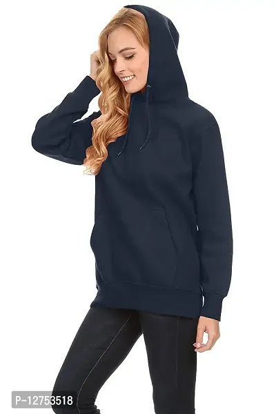Popster Women's Cotton Hooded Neck Sweatshirt (POP0118246-M_Navy Blue_M)-thumb3