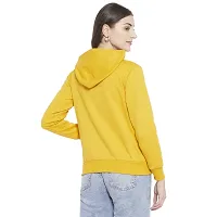 Popster Mustard Solid Fleece Hoody Regular Fit Long Sleeve Womens Sweatshirt(POP0218239-XL)-thumb3