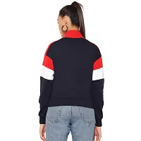 Popster Color Block Cotton High Neck Regular Fit Long Sleeve Womens Sweatshirt-thumb1