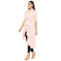 Popster Pink Solid Rayon Collar Regular Fit Half Sleeve Womens Dress-thumb2