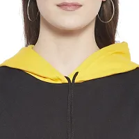 Popster Multi Color Color Block Fleece Hoody Regular Fit Long Sleeve Womens Sweatshirt(POP0118476-S) Yellow-thumb4