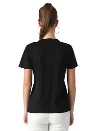 Popster Black Solid Cotton Round Neck Regular Fit Half Sleeve Womens T-Shirt-thumb2