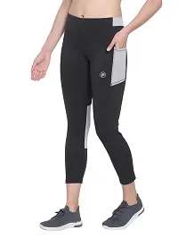 Popster Black Color Block 4 Way Lycra Skinny Womens Yoga Pants-thumb1