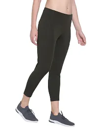 Popster Olive Solid 4 Way Lycra Skinny Womens Yoga Pants-thumb1