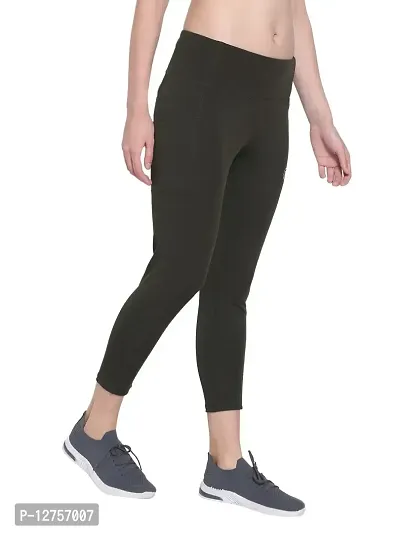 Popster Olive Solid 4 Way Lycra Skinny Womens Yoga Pants-thumb2