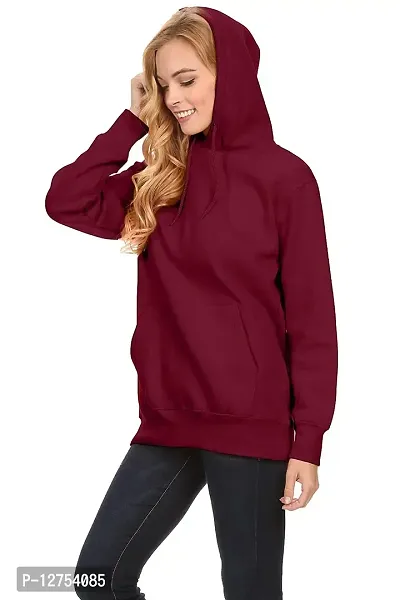 Popster Women's Cotton Hooded Neck Sweatshirt (POP0118246-P_Maroon_XL)-thumb3