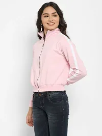 Popster Pink Solid Cotton Turtle Neck Regular Fit Long Sleeve Womens Sweatshirt(POP0218351-M)-thumb2