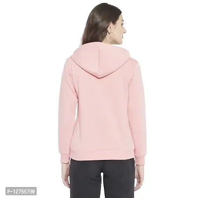 Popster Peach Printed Fleece Hoody Regular Fit Long Sleeve Womens Sweatshirt(POP0118490-XL)-thumb4