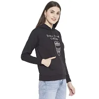 Popster Black Printed Fleece Hoody Regular Fit Long Sleeve Womens Sweatshirt(POP0118500-M)-thumb1