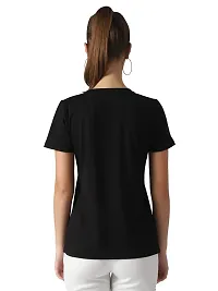 Popster Black Solid Cotton Round Neck Regular Fit Half Sleeve Womens T-Shirt-thumb2