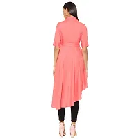 Popster Peach Solid Rayon Collar Regular Fit alf Sleeve Womens Dress-thumb1