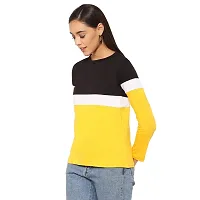 Popster Multi Blocked Cotton Round Neck Regular Fit Long Sleeve Womens T-Shirt (POP0118366-S)-thumb2