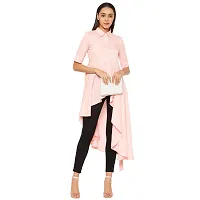 Popster Pink Solid Rayon Collar Regular Fit Half Sleeve Womens Dress-thumb4