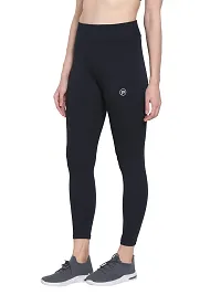 Popster Navy Blue Solid 4 Way Lycra Skinny Womens Yoga Pants-thumb1