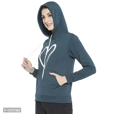 Popster Women's Fleece Hooded Neck Sweatshirt(POP0118489-XL_Blue_XL)-thumb3