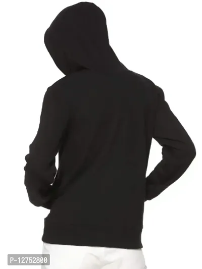 Popster Women's Solid Fleece Hoody Regular Fit Long Sleeve Hooded Neck Sweatshirt (Black, Large )-thumb2