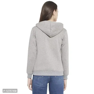 Popster Grey Printed Fleece Hoody Regular Fit Long Sleeve Womens Sweatshirt(POP0118499-XL)-thumb4