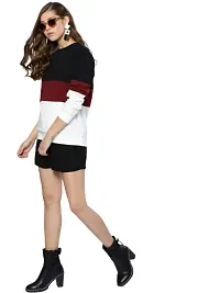 Popster Multi Color Block Cotton Round Neck Regular Fit Long Sleeve Womens Sweatshirt-thumb4
