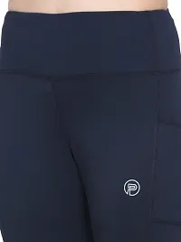 Popster Navy Blue Solid 4 Way Lycra Skinny Womens Yoga Pants-thumb4