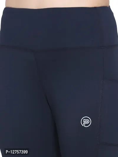 Popster Navy Blue Solid 4 Way Lycra Skinny Womens Yoga Pants-thumb5