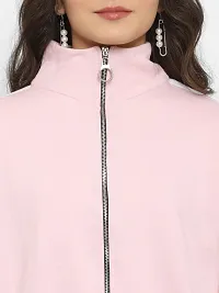 Popster Pink Solid Cotton Turtle Neck Regular Fit Long Sleeve Womens Sweatshirt(POP0218351-M)-thumb4