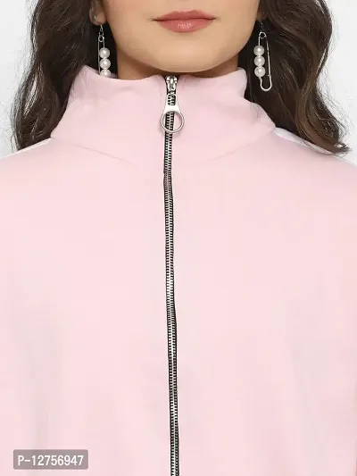 Popster Pink Solid Cotton Turtle Neck Regular Fit Long Sleeve Womens Sweatshirt(POP0218351-M)-thumb5
