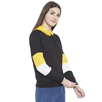Popster Multi Color Color Block Fleece Hoody Regular Fit Long Sleeve Womens Sweatshirt(POP0118476-S) Yellow-thumb1