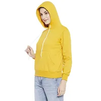 Popster Mustard Solid Fleece Hoody Regular Fit Long Sleeve Womens Sweatshirt(POP0218239-XL)-thumb2