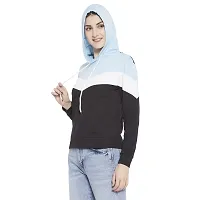 Popster Multi Color Block Cotton Hoody Regular Fit Long Sleeve Womens Sweatshirt(POP0118497-S) Sky Blue-thumb2