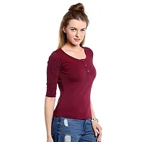 Popster Women's T-Shirt (POP0118178-A_Maroon_Large)-thumb1