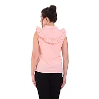 Popster Peach Solid Poly Crepe Collar Slim Fit Sleeve Less Womens Top-thumb1