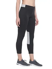 Popster Black Color Block 4 Way Lycra Skinny Womens Yoga Pants-thumb2