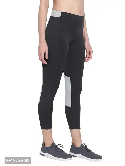 Popster Black Color Block 4 Way Lycra Skinny Womens Yoga Pants-thumb3