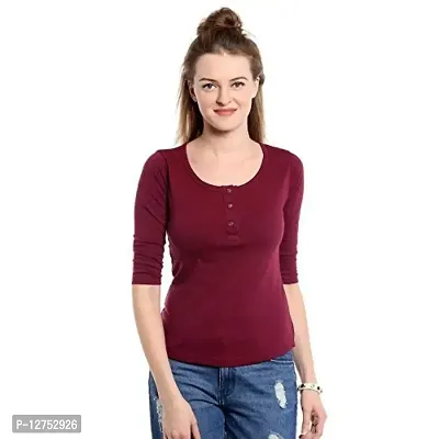 Popster Women's T-Shirt (POP0118178-A_Maroon_Large)-thumb0