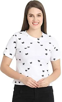 Popster Print Cotton Round Neck Regular Fit Half Sleeve Womens T-Shirt-thumb2