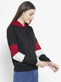 Popster Multi Color Color Block Fleece Hoody Regular Fit Long Sleeve Womens Sweatshirt(POP0118474-XL) Maroon-thumb1