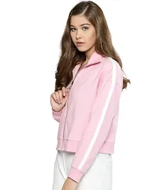 Popster Pink Solid Cotton Turtle Neck Regular Fit Long Sleeve Womens Sweatshirt-thumb2