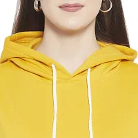 Popster Mustard Solid Fleece Hoody Regular Fit Long Sleeve Womens Sweatshirt(POP0218239-XL)-thumb4