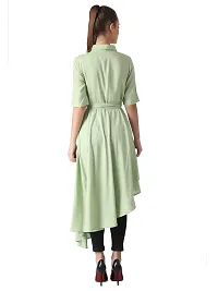 Popster Pista Green Solid Rayon Collar Regular Fit Half Sleeve Womens Dress-thumb2