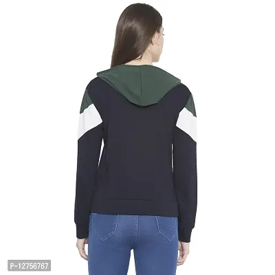 Popster Multi Color Block Cotton Hoody Regular Fit Long Sleeve Womens Sweatshirt(POP0118498-XL) Green-thumb4