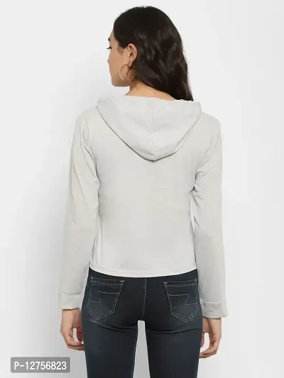 Popster Grey Printed Cotton Hoody Regular Fit Long Sleeve Womens Tshirt(POP0118439-GRY-S)-thumb4