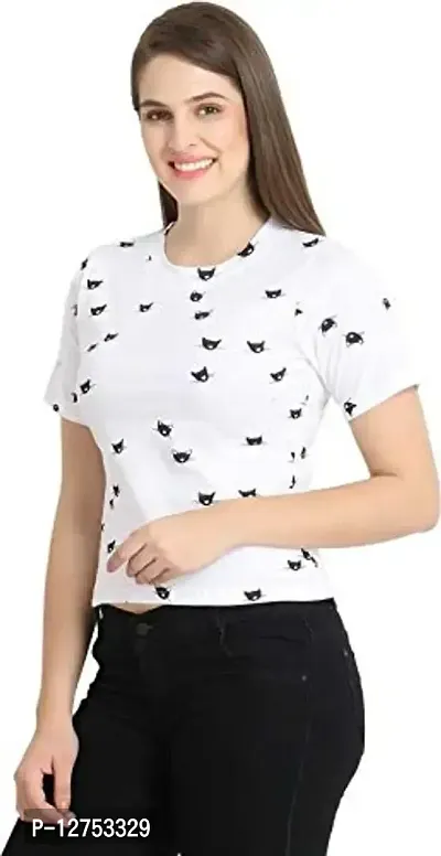 Popster Print Cotton Round Neck Regular Fit Half Sleeve Womens T-Shirt