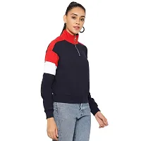 Popster Color Block Cotton High Neck Regular Fit Long Sleeve Womens Sweatshirt-thumb2