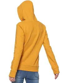 Popster Navy Blue Solid Fleece Hoody Regular Fit Long Sleeve Womens Sweatshirt (Large, Mastard Yellow)-thumb1