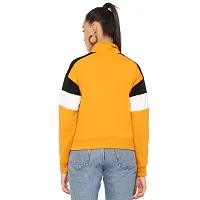 Popster Mustard Color Block Cotton High Neck Regular Fit Long Sleeve Womens Sweatshirt-thumb1