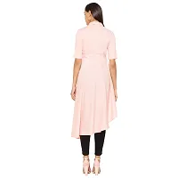 Popster Pink Solid Rayon Collar Regular Fit Half Sleeve Womens Dress-thumb1