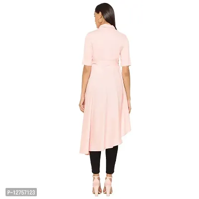 Popster Pink Solid Rayon Collar Regular Fit Half Sleeve Womens Dress-thumb2