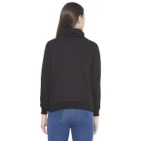 Popster Black Solid Fleece Turtle Neck Regular Fit Long Sleeve Womens Sweatshirt(POP0218231-S)-thumb3